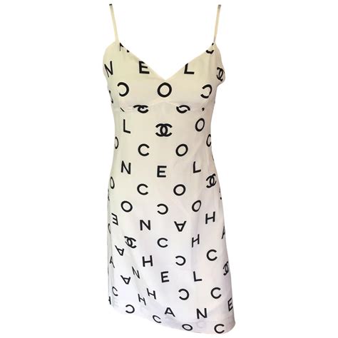 chanel logo dress white
